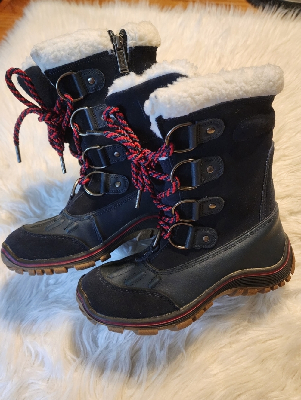 Navy Pajar Canada Alina Snow Fur Lined Lace Up Boots - Picture 7 of 14